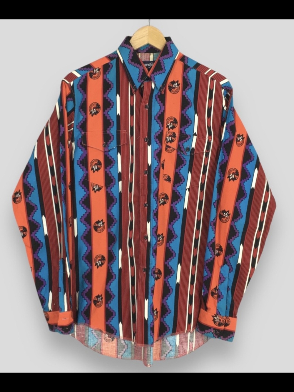 Wrangler Men's Vintage Bushpopper Western Navajo Striped Shirt XL